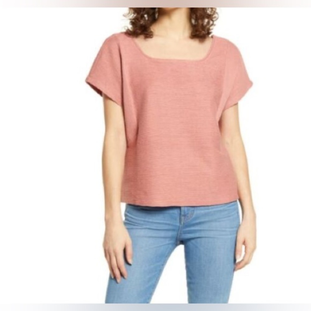 MADEWELL OTTOMAN JACQUARD SQUARE-NECK TOP